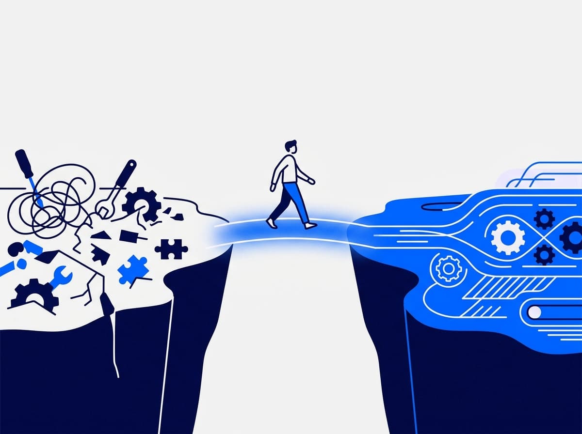 Abstract illustration representing Inventa's mission to bridge strategy and execution