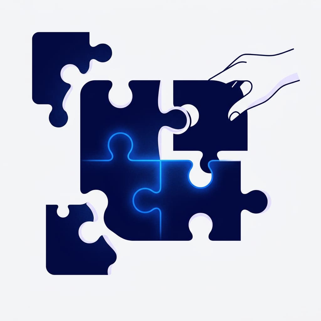 Abstract visualization of custom AI system construction